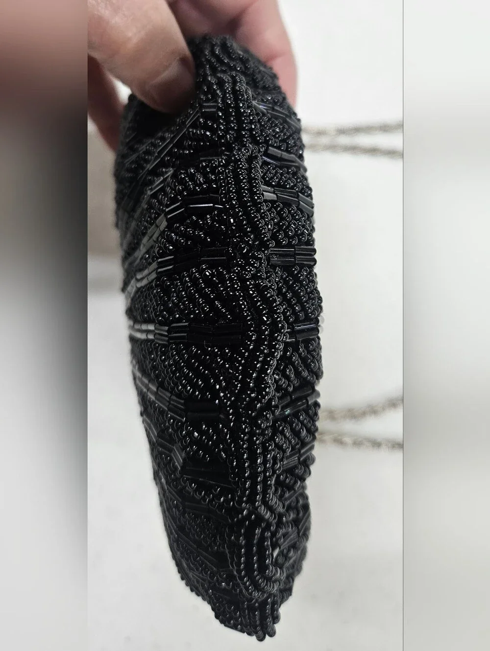 Source Unknown Black Beaded Shell Brautiful Evening Clutch